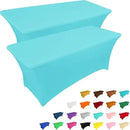 IVAPUPU 6FT Table Cloth for Rectangular Fitted Events Stretch Blue Mist Table Covers Washable Cover Spandex Tablecloth Protector for Party, Wedding, Cocktail, Banquet, Festival by CozyNest Decor