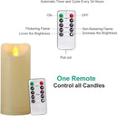 Homemory 3"x7" Outdoor Waterproof Flameless Candles with Timers and Remote Control, Battery Operated Candles, LED Plastic Candles, Ivory, Set of 3 by CozyNest Decor