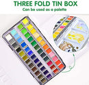 Watercolor Paint set, 48 Colors Premium Solid Watercolor Half Pans in Tin Box, 1 refillable Water Brush Pen, Art Pigment Kit Perfect for Artists Students Kids Beginners and Art Lovers by TinyTreasures Baby Boutique
