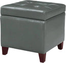 Adeco Bonded Leather Square Tufted Cubic Cube Footstool, 18" Height Storage Ottomans, with Lid, Cement Grey by CozyNest Decor