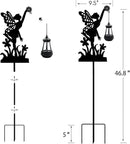 Garden Stakes Outdoor Decor Metal Angel Holding Solar Lantern Decorative Garden Metal Flower Stakes Outdoor Angels Silhouette Stake by GreenHaven Gardens