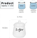 HAOTOP 12oz Sugar Bowl with Lid and Spoon,Ceramic Sugar Jar Sugar Dispenser Sugar Container Coffee Bar Accessories, Kitchen Countertop Canisters, White by CozyNest Decor