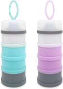 Baby Formula Dispenser, Portable Milk Powder Dispenser Container, Baby Feeding Travel Storage Container, Non-Spill Stackable Baby Snack Storage Container, BPA Free, 4 Compartments, 2 Packs by TinyTreasures Baby Boutique