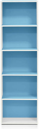 Furinno Luder Bookcase / Book / Storage , 5-Tier, White / Light Blue by TinyTreasures Baby Boutique