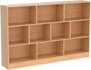 IOTXY Open Shelf Low Bookcase - Wooden 3-Tier Floor Standing Display Cabinet Organizer with Base, 10 Cubes Short Horizontal Bookshelf in Pear Yellow by CozyNest Decor