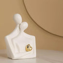 Porcelain Romantic Couple Figurines Statue White Aesthetic Decorations Hugging Couple Sculptures - Modern Ceramic Sculpture Home Accents for Living Room Bedroom Coffee Table, Desktop, Bookshelf by CozyNest Decor