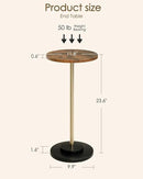 Masupu Drink Table, Round Side Table for Small Spaces, Pedestal Small End Table with Metal Base, for Living Room, Bedroom, Bathroom, Rustic Brown by CozyNest Decor