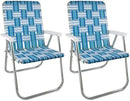 Lawn Chair USA - Outdoor Chairs for Camping. Made with Lightweight Aluminum Frames and UV-Resistant Webbing. Folds for Easy Storage 2- Pack (Sea Island with White Arms, Classic) by GreenHaven Gardens