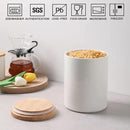 Sweejar Kitchen Canisters Ceramic Food Storage Jar, Stackable Containers with Airtight Seal Wooden Lid for Serving Coffee Bean, Flour, Tea, Cookies and More - 73 Fl Oz(White) by CozyNest Decor
