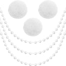 Jishi 3pk White Felt Pom Pom Garland Christmas Tree Decorations Indoor Home Decor, Cute Winter Wonderland Snow Ball Ornaments, Hanging String Pompom Snowball Beads, Xmas Holiday Birthday Party Banners by CozyNest Decor