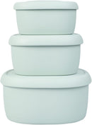 BLUE GINKGO Nesting Silicone Containers - Set of 3 Hard-Shell Silicone Food Storage Containers | BPA Free, Airtight, Dishwasher and Freezer Safe (6.7oz, 10oz, 20oz) - Green by TinyTreasures Baby Boutique
