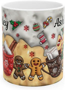 Custom 3D Effect Christmas Mugs with Names, Santa Claus Coffee Mug, Personalized Reindeer Accent Mug Christmas Gifts For Women Men Friends Family Gingerbread Man Mug 11 or 15 Oz by TinyTreasures Baby Boutique