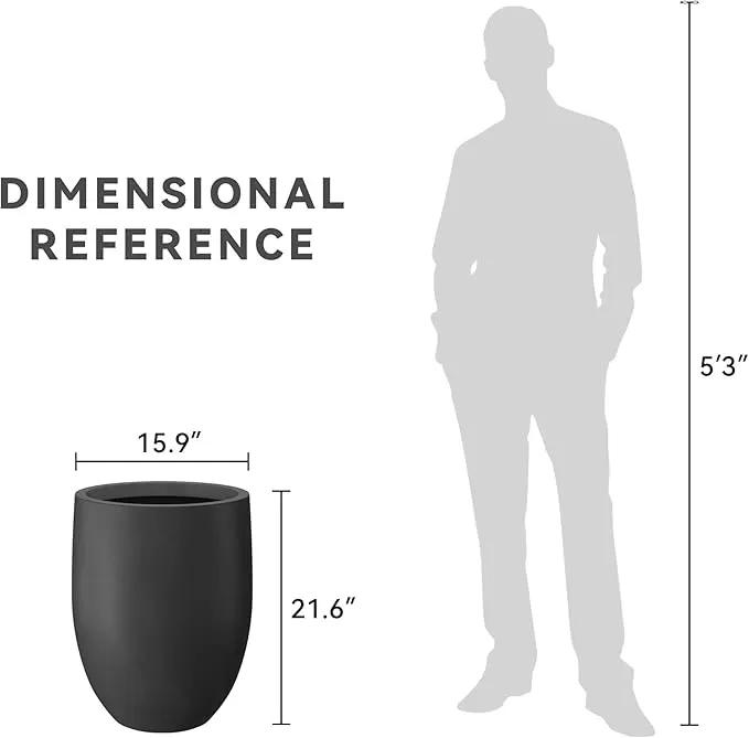 Kante 21.7" H Burnished Black Tall Planter, Large Outdoor Indoor Decorative Pot with Drainage Hole and Rubber Plug, Modern Round Taper Style for Home and Patio, photo 8 of 8