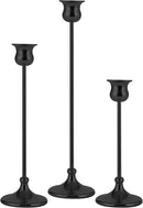 Taper Candle Holder Tall Vintage Metal Candlestick Holders Candle Stick Candelabra for Halloween Thanksgiving Christmas Holiday Wedding (Matt Black, 1 Set (3 pcs)) by CozyNest Decor