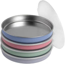 Elk and Friends 7.8” Stainless Steel Non Divided Plates with Silicone Sleeve + Storage Lid | Baby, Toddler, Kids | Dishwasher Safe | Dinner & Snack Plates | 4 Pack by TinyTreasures Baby Boutique