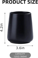 Matte Black Toothbrush Holders for Bathroom - 2Pcs Ceramic Tooth Brushing Holder Set, Toothpaste Holder, Reusable Toothbrush Mouthwash Cups, Space-Saving Design for Bathroom Countertop by CozyNest Decor
