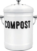 Compost Bin Kitchen, ENLOY Countertop Compost Bin with Lid Use for Kitchen Food Waste, Powder Coated Rust Proof Odorless Compost Bucket, 1.3 Gallon, White by GreenHaven Gardens