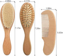 PandaEar Baby Hair Brush and Comb Set for Newborn| Natural Wooden Hairbrush with Soft Goat Bristles, Pear Wood Comb and Wooden Massage Brush for Infant, Toddler, Kids by TinyTreasures Baby Boutique