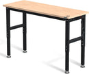 WORKPRO 60" Adjustable Workbench, Rubber Wood Top Heavy-Duty Workstation, 2000 LBS Load Capacity Hardwood Worktable with Power Outlets, for Workshop, Garage, Pack of 2 by GreenHaven Gardens