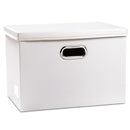 PRANDOM Large Collapsible Storage Box with Lid [1-Pack] Leather Fabric Foldable Storage Bin Organizer Container Basket Cube with Cover for Home Bedroom Closet Office Nursery White (17.7x11.8x11.8) by TinyTreasures Baby Boutique