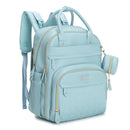 BabbleRoo Leather Diaper Bag Backpack - Baby Essentials Travel Baby Bag, Multi function, Waterproof, with Changing Pad, Stroller Straps & Pacifier Case – Unisex, Powder Blue by TinyTreasures Baby Boutique
