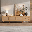 TV Stand, Media Console, 2 Drawers & Cable Management - Natural Wood by HouseOfZazla