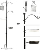 yosager Premium Bird Feeding Station Kit, 75" x 21" Bird Feeder Pole, A Multi Feeder Hanging Kit with Metal Suet and Bath for Attracting Wild Birds, Birdfeeder and Planter Hanger by GreenHaven Gardens