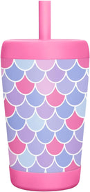 Kid Insulated Stainless Steel Tumbler with Silicone Straw, 12oz Sippy Cup for Kids (Mermaid Scale) by TinyTreasures Baby Boutique