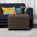 Joveco Storage Ottoman Linen Tufted Bench, Rectangular Footrest Footstool Coffee Table Seat for Living Room Bedroom, Coffee by CozyNest Decor
