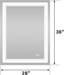 WELLFOR LED Bathroom Vanity Mirror 28 x 36 Inch, Lighted Anti-Fog Dimmable Mirror, IP44 Waterproof Wall Mounted Makeup Mirror, Packed with US Standard Plug and Touch Switch, (Horizontal/Vertical) by CozyNest Decor