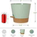 Self Watering Pots for Indoor Plants,12 inch Planters with Drainage Holes Plastic Flower Pots with Deep Reservoir, Green with Brown by CozyNest Decor