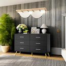 Shintenchi 6 Drawer Dresser, Wide Chest of Drawers Organizer Storage with Drawers, Large Storage Cabinet, Modern Design Dresser for Bedroom, Living Room, Porch, Black by TinyTreasures Baby Boutique