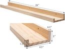 AZSKY Floating Shelves Wall Mounted Set of 2 Natural Wood Picture Shelves Wall Shelves for Bedroom Bathroom Living Room Kitchen Laundry Room Storage & Decoration 24 Inch by CozyNest Decor