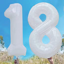 GOER Number 18 Balloons for 18th Birthday Sweet 18 Party Decorations,42 Inch Jumbo Foil Helium 81 Balloons for 81st Birthday Party Decoration (White) by TinyTreasures Baby Boutique