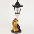 Bits and Pieces - Solar Yorkie Lantern-Solar Powered Garden Lantern - Resin Dog Sculpture with LED Light by GreenHaven Gardens
