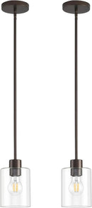 Oil Rubbed Bronze Pendant Lights Kitchen Island - Clear Glass Pendant Light Fixture Multiple Stems Rods 3 Units 12 Inch 3 Units 4 Inch (2 Pack Oil Rubbed Bronze Downrod) by CozyNest Decor