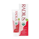 RADIUS Toddler Toothbrush and Toothpaste Bundle for Kids, 2 Pack Totz Extra Soft Brush in Blue and Green Sparkle and 1 Count Dragon Fruit Toothpaste, for Children 18 Months and Up by TinyTreasures Baby Boutique
