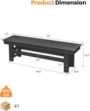 HDPE Outdoor Bench, 55" Patio Bench Outdoor Furniture, Poly Lumber Adirondack Benches, Fade-Resistant HDPE Garden Backless Benches for Park, Poolside, Garden, Porch, Obsidian by CozyNest Decor
