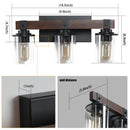19" Rustic 3-Light Vanity Light, Industrial Bathroom Wall Sconce, Modern Farmhouse Lighting Fixture (No Bulbs)
