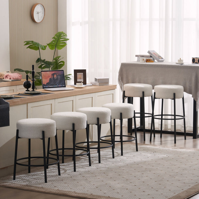 30" Tall, Round High Bar Stools, Set of 2 - Contemporary upholstered dining stools for kitchens, coffee shops and bar stores - Includes sturdy hardware support legs