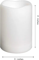 CANDLE CHOICE Waterproof Outdoor Battery Operated Flameless Candles Remote Timer White Plastic Realistic Flickering Fake Electric LED Pillars Lantern Garden Wedding Christmas Decorations 3”x4” 6 Pack by GreenHaven Gardens