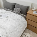 Chunky Knit Blanket Throw 40"×40", Hand Knitted Warm Chenille Throw Blanket, Home Decor Soft Thick Yarn Cable Knit Blanket, Soft Breathable Fleece Banket Christmas for Couch Bed Sofa Best Gift (White) by CozyNest Decor