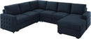 HONBAY Sectional Sleeper Sofa with Pull Out Bed U-Shape Sectional Couch Sleeper Bed with Storage Chaise Lounge Living Room 6 Seater Sectional Sofa Bed,Velvet Dark Blue by CozyNest Decor