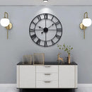 LEIKE Large Wall Clock, 24" Completely Silent, Non Ticking, Battery-Operated,Rustic Round Modern Metal Wall Clock Decor for Living Room, Bedroom and Kitchen, (60cm, Black-Roman Number) by CozyNest Decor