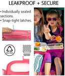 kinsho MINI Bento Box Snack Containers for Kids Small Lunch-Boxes for Girls Boys | Leakproof Toddler Containers for Pre-School Baby Day-Care or Adults | BPA Free 3 Compartments | Pink Coral - Orange by TinyTreasures Baby Boutique