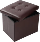 ALASDO Brown Leather Storage Ottoman Footrest Stool, 17x13x13inches, Modern Style by CozyNest Decor