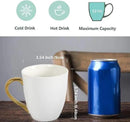 vicrays Coffee Mug Set, 11 Ounce, Set of 6, Ceramic Mug for Men, Women, Unique Glazed Mugs with Handle for Coffee, Tea, Milk, Cocoa, Cereal(White with Golden) by CozyNest Decor