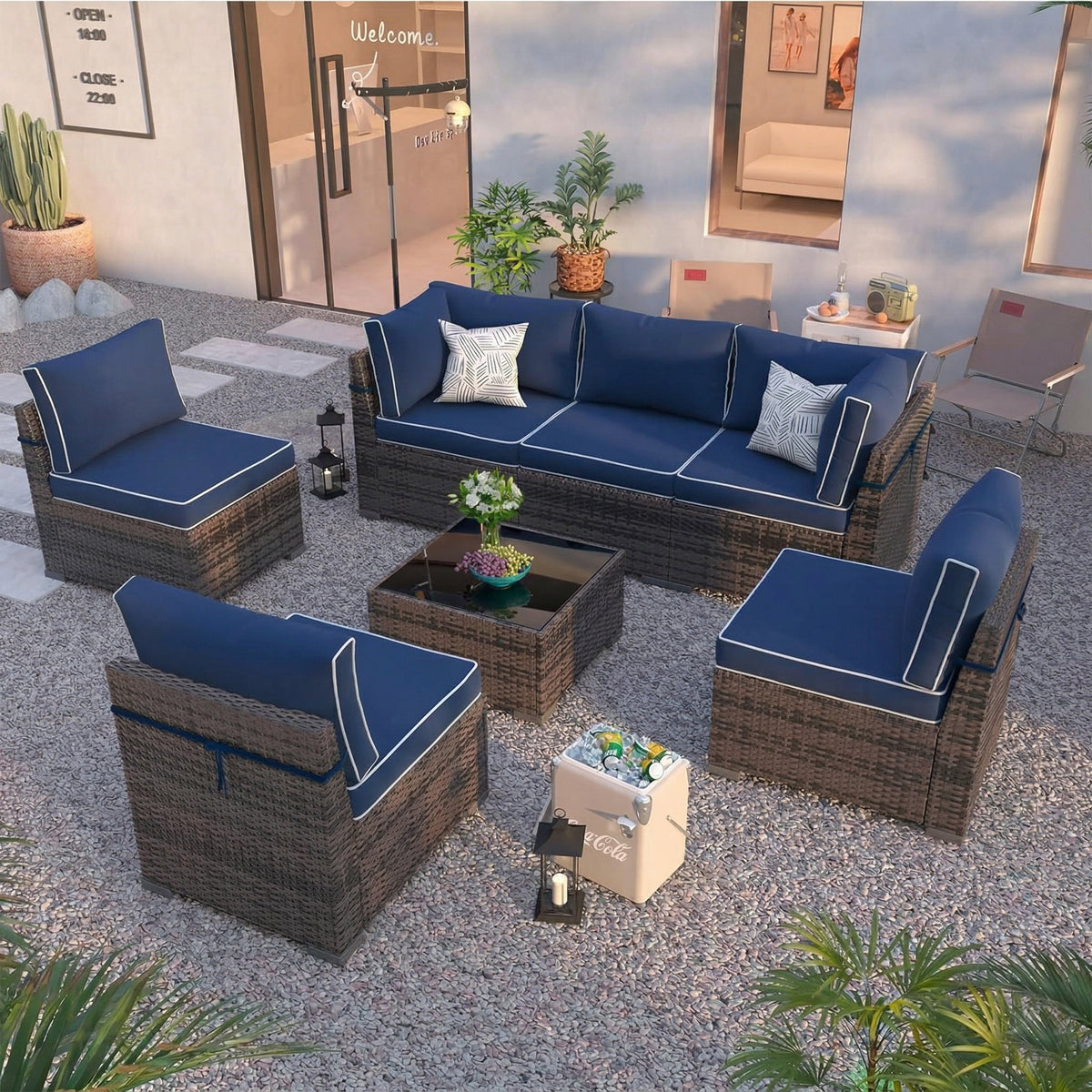 Cushion Covers for 7 Pcs Wicker Rattan Sectional Sofa, photo 3 of 6