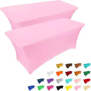 IVAPUPU 2 Pack 4FT Table Cloth for Rectangular Fitted Events Stretch Pink Table Covers Washable Cover Spandex Tablecloth Protector for Party, Wedding, Cocktail, Banquet, Festival by CozyNest Decor