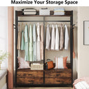 Freestanding Closet Organizer With 4 Drawers, 8 Hooks, Shelves, And Hanging Rod - Brown / Black by HouseOfZazla